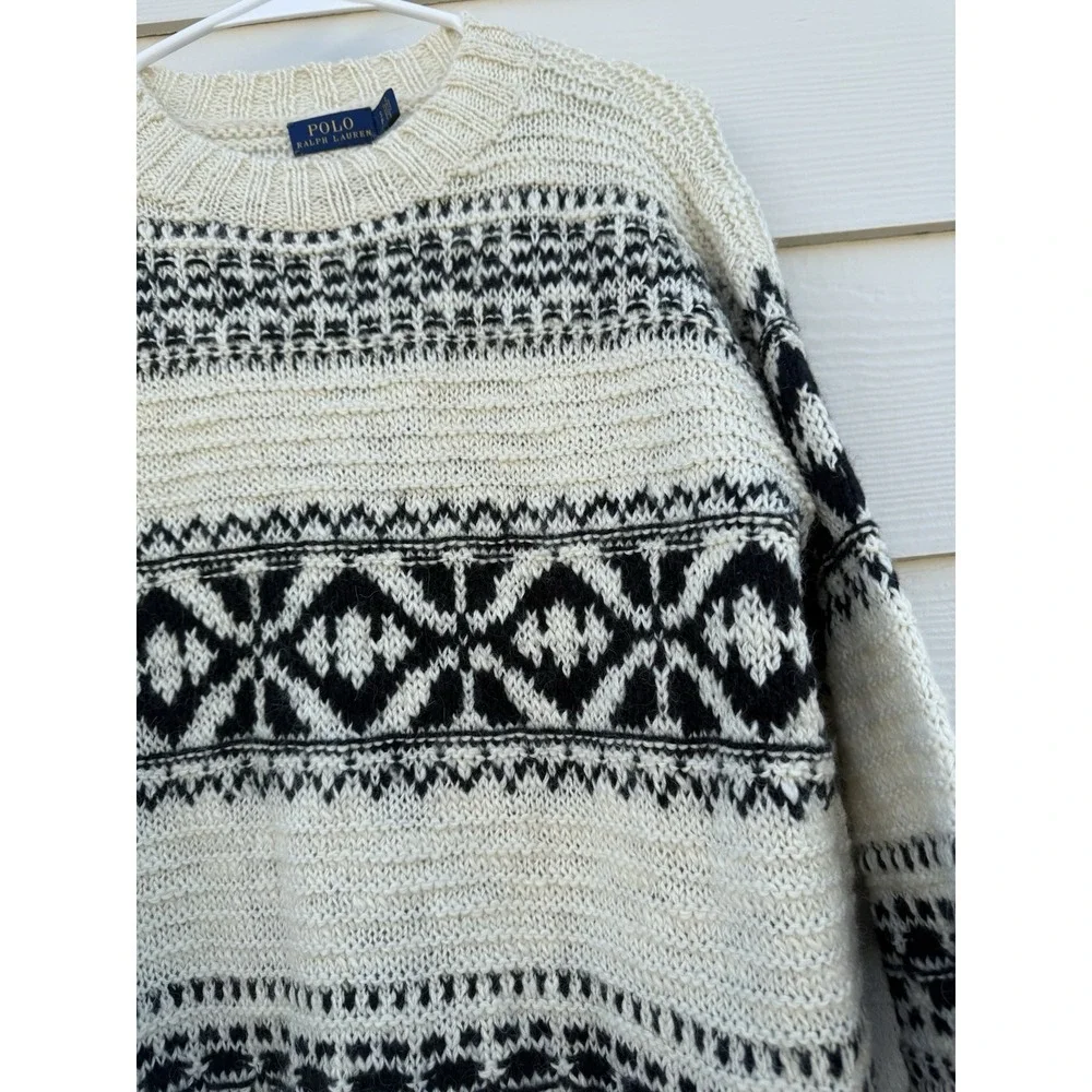 Polo Ralph Lauren Nordic‎ Wool Alpaca Blend Sweater Winter Cream Size Small - Picture 3 of 9